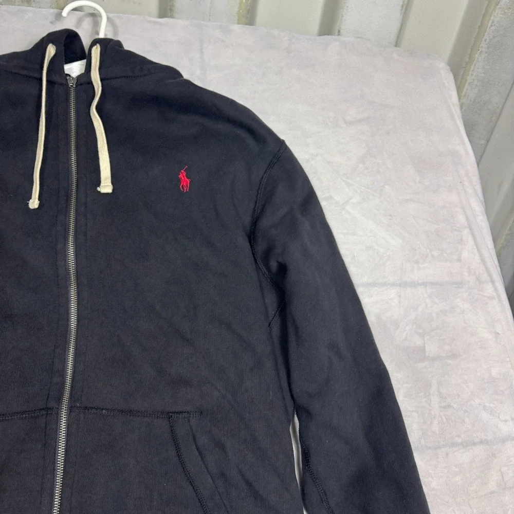 Polo Ralph Lauren Mens Sweatshirt Black Fleece Full Zip Hooded Pony Logo 2XL‎